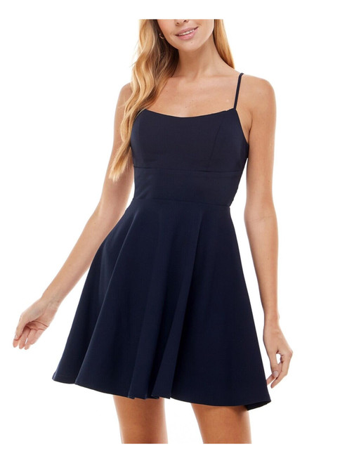 City Studio Womens Juniors Lace Mini Fit & Flare Dress Navy 15