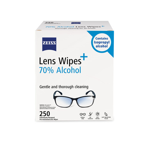 ZEISS Pre-Moistened Lens Cleaning Wipes with 70% Alcohol, 250 Count ZEISS Pre-Moistened Lens Cleaning Wipes with 70% Alcohol, 250 Count