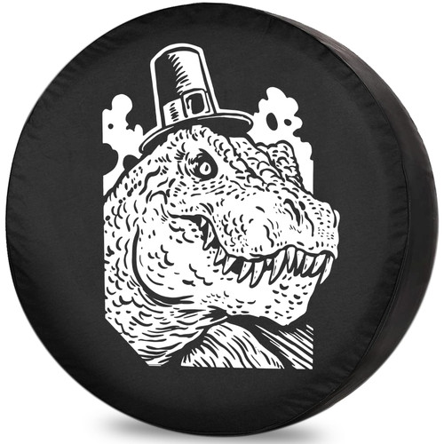 Trailer Spare Tire Cover Tyrannosaurus Monochrome Protectors for Trailer RV Van SUV Truck Camper and Many Vehicles 13 Inch Spare tire Cover