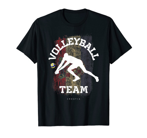 Volleyball Croatia Flag Team Indoor Beach Player T-Shirt