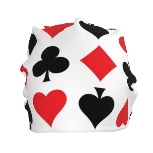 Beanie Hat for Men Women Slouchy Beanie Hats Poker-Red-Heart-Card Winter Knit Cuffed Beanie Skull Cap Black