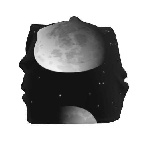 allgobee Beanie Hat for Men Women Slouchy Beanie Hats Moon-Phases-Black Winter Knit Cuffed Beanie Skull Cap