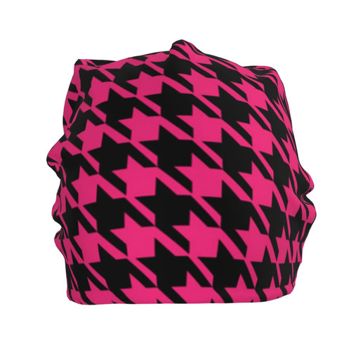 Beanie Hat for Men Women Slouchy Beanie Hats Houndstooth-Pink-Plaid-Lattice Winter Knit Cuffed Beanie Skull Cap