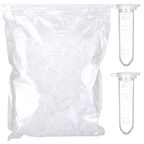 2ml Microcentrifuge Tubes 500pcs, EO Sterilized Plastic Small Vials with Caps for Sample Storage Without Leakage(500)