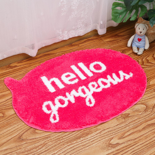 Ohocut Hello Gorgeous Bath Mat, Speech Bubble Shaped Hot Pink Funny Cute Preppy Microfiber Bath Rugs for Bathroom, Bath Tub, Sink, Women Girls Bedroom Decor, Absorbent Non Slip Bathroom Rugs