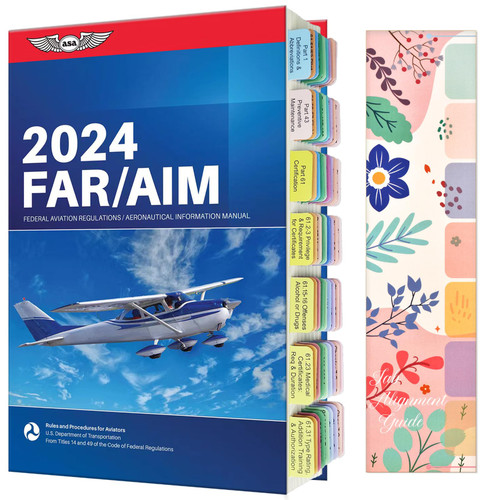FAR AIM Tabs for ASA 2024, 68 Tabs & 12 Blank Tabs, for Private Pilot Exam, Color-Coded and Laminated, with Alignment Guide
