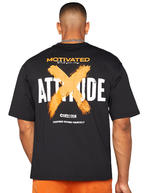 GORGLITTER Men's Slogan Graphic Print T-Shirt Oversized Casual Short Sleeve Round Neck Tee Shirts Black Small