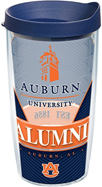 Tervis 1223959 Auburn Tigers Alumni Tumbler with Wrap and Navy Lid 16oz, Clear