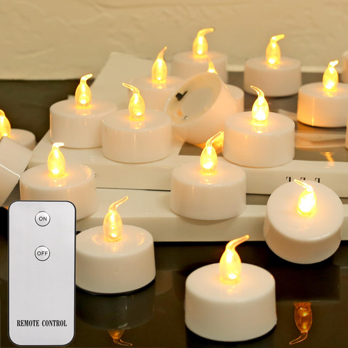 Neween 24 Pack Flickering Flameless Candles with Remote, LED Tea Lights Candles in Warm White Light Battery Operated Electric Fake Candle for Wedding, Christmas Decorations, Outdoor Neween 24 Pack Flickering Flameless Candles with Remote, LED Tea Lights Candles in Warm White Light Battery Operated Electric Fake Candle for Wedding, Christmas Decorations, Outdoor