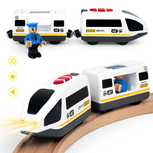 WOOD CITY Battery Operated Train for Wooden Train Track, Electric Locomotive Train Set with Powerful Engine Compatible with Thomas, Brio, Chuggington, Bullet Train Toys for Toddlers 3 4 5 Year Olds WOOD CITY Battery Operated Train for Wooden Train Track, Electric Locomotive Train Set with Powerful Engine Compatible with Thomas, Brio, Chuggington, Bullet Train Toys for Toddlers 3 4 5 Year Olds