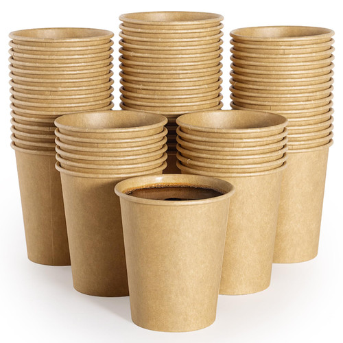 LITOPAK 300 Pack 8 oz Paper Cups, Kraft Hot Coffee Cups, Hot/Cold Beverage Disposable Drinking Cups, Hot Coffee Cups, Paper Coffee Cups for Water, Coffee, Juice, and Tea.