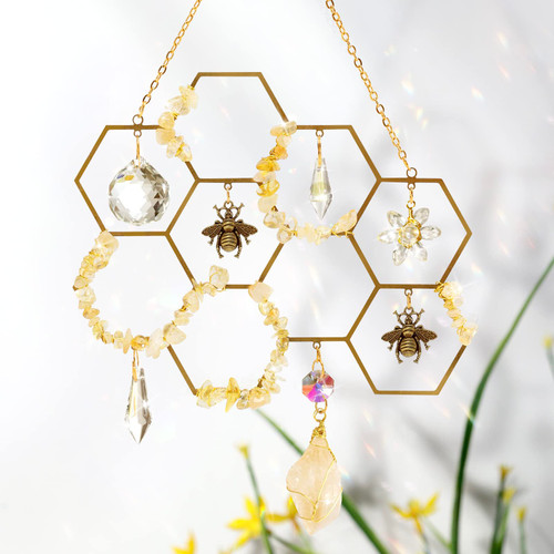 Tuitessine Crystals Suncatcher Window Hanging Bumble Bee Decor Honeycomb Light with Crystal Glass Prisms Hive for Home Indoor Outdoor Catcher Garden Ornament Christmas Birthday Ideas Tuitessine Crystals Suncatcher Window Hanging Bumble Bee Decor Honeycomb Light with Crystal Glass Prisms Hive for Home Indoor Outdoor Catcher Garden Ornament Christmas Birthday Ideas