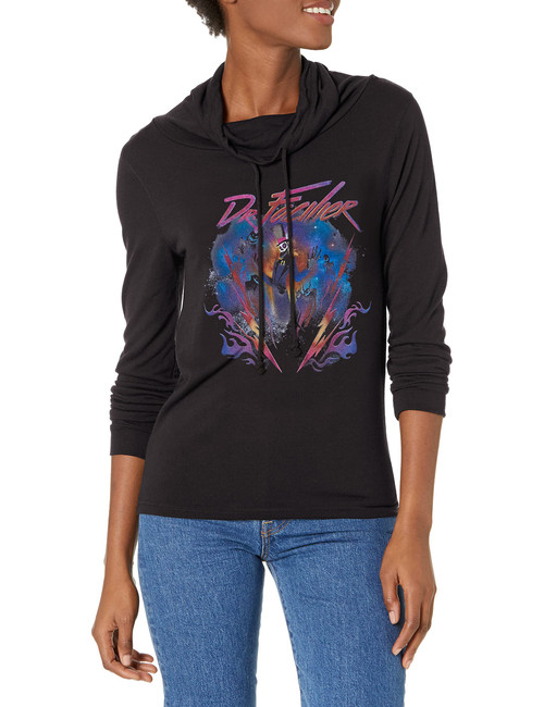Disney Villains Dr Facilier Rock Women's Cowl Neck Long Sleeve Knit Top, Black, Large