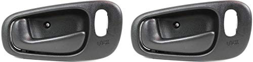 Evan Fischer Interior Door Handles Compatible with Set of 2 Front and Rear Left Side Plastic Black W/Door Lock Hole
