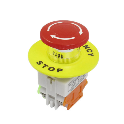uxcell Red Mushroom Cap 1NO 1NC DPST Emergency Stop Push Button Switch AC 660V 10A