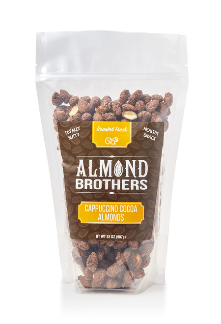 Almond Brothers Roasted Almonds - Hand Crafted Cappuccino & Cocoa Almonds, Gluten-Free, Non-GMO, Candied Almonds, Gourmet Almond Snack - Cappuccino Cocoa Almonds, (2 Pound, Pack of 1)