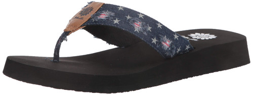 Yellow Box womens Flip Flop Fabric Flat Sandal, Navy, 7 US