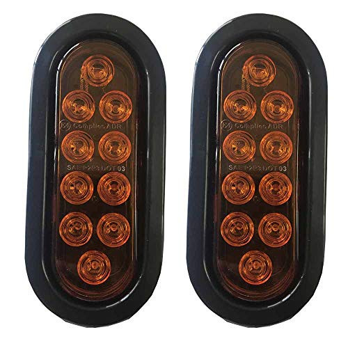 2PCS amber Oval Sealed LED Turn Signal and Parking Light Kit with Light, Grommet and Plug for Truck, Trailer (Turn, Stop, and Tail Light)