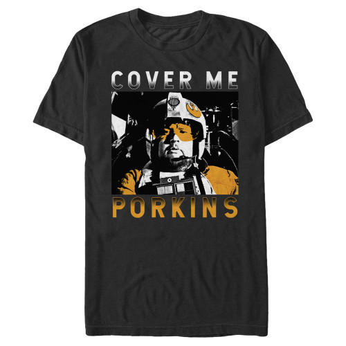 Star Wars Men's Cover Me Porkins T-Shirt, Black, Small
