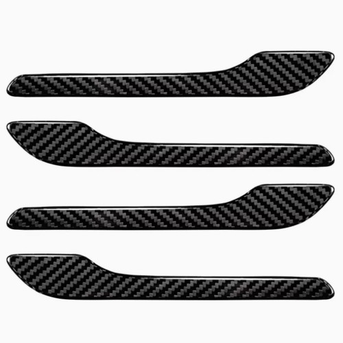 Femibon Door Handle Cover FIt for Tesla Model 3/Model y 2017-2023,Carbon Fiber Door Handle Wrap for Car Door Handle Sills Protection Wrap Accessories 4PCS (black1)