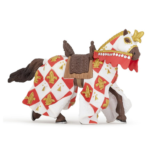 Papo -Hand-Painted - Figurine -Medieval-Fantasy -White Horse Fleur de LYS -39789 - Collectible - for Children - Suitable for Boys and Girls - from 3 Years Old