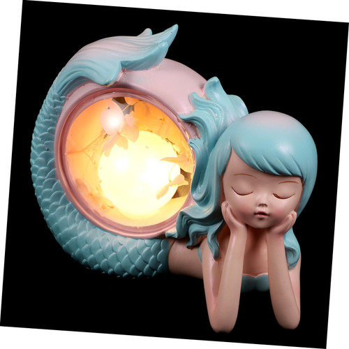 DOITOOL 1pc Mermaid Night Light Reading Study Lamp Touch Sensor Night Light Mermaid Bedside Lamp Nursery Led Lamp Lovely Night Bedside Night Light Silicone Gift Girl Heart Child Resin