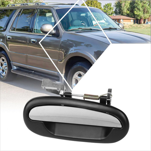 PM PERFORMOTOR Rear Right Passenger Side Door Pull Handle Compatible with 98-02 Lincoln Navigator,Primered Black/Chrome