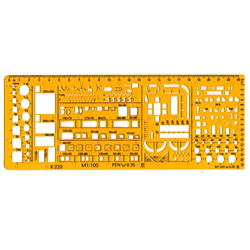 Drafting Templates - Architectural Template 1:100, Flexible Unbreakable Plastic