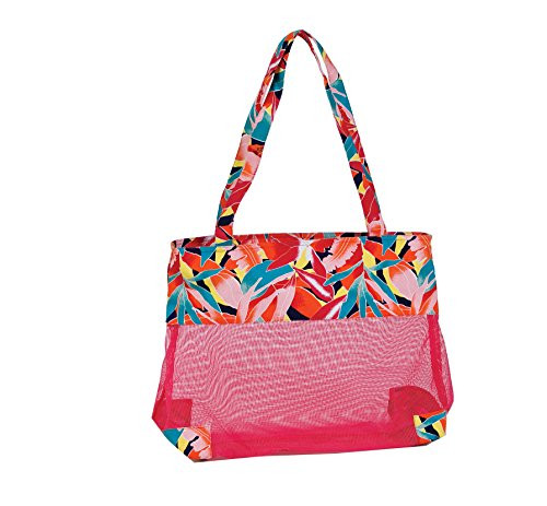 Picnic Plus Oceanside Lightweight Mesh Tote Good For Beach Pool Lake Boating (Pink Paradise)