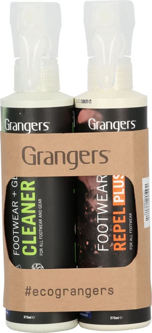 Grangers Footwear + Gear Spray-On Cleaner (9.3 oz) and Footwear Repel Plus (9.3 oz) Spray Twin Pack Grangers Footwear + Gear Spray-On Cleaner (9.3 oz) and Footwear Repel Plus (9.3 oz) Spray Twin Pack
