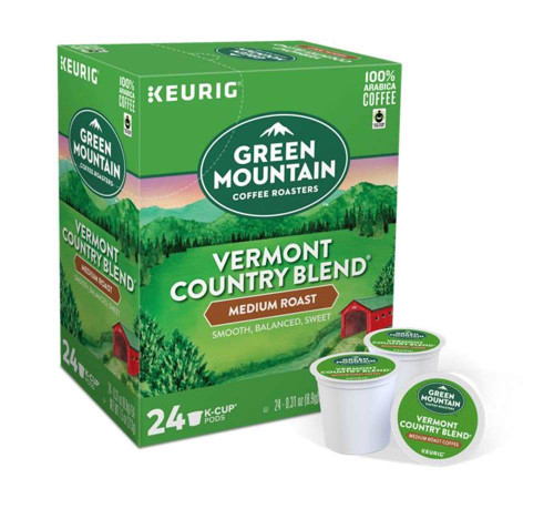 Green Mountain Coffee Pods K-Cups For Keurig Machines Flavored K Cup (All Count Fresh Capsules) Light / Medium / Dark Roast Long Expiry ALL FLAVORS (24 K-Cups Vermont Country Blend Coffee)