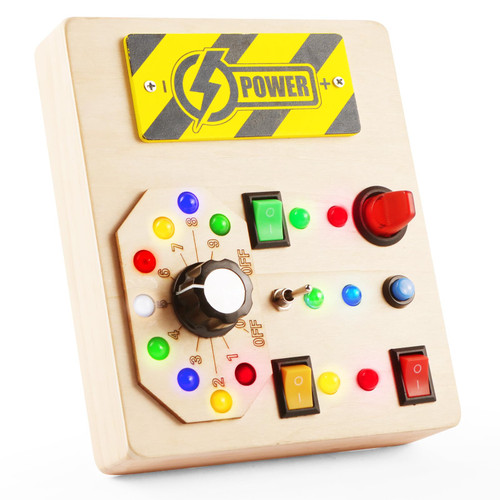 Montessori Toddler Busy Board - Wooden Busy Board, Sensory Toys LED Light Switch Toys Travel Toys for 1 2 3 4 5 Year Old Baby Toddler Boys Girls Gifts for Birthday