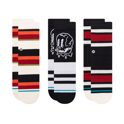 Stance Kids Face Melter 3 Pack Crew Socks (Large, Black)