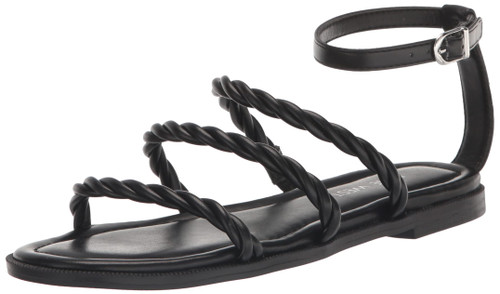 NINE WEST Women's IPSTER Flat Sandal, Black 001, 7.5