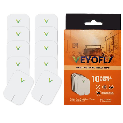 VEYOFLY Flying Insect Trap Refill- Plug in Bug Catcher Indoor Refills, Indoor Fly Trap, Indoor Fly Trap,Trap for Mosquitos, Bugs, Insects, Gnats, Moth and Fruit Flies -Plug in Refill (Pack of 10)
