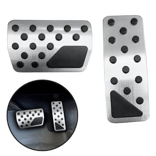 WORCAS No Drilling Aluminum Accelerator Pedal Covers,Anti-Slip Brake Pedal Cover For Dodge 2011-2022 Durango?Compatible with Jeep 2011-2022 Grand Cherokee(Silver)