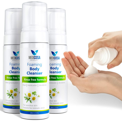 Medcosa No Water Body Wash Full Body Cleansing Foam for Adults and Elderly Care | Rinse Free | Waterless Body Wash for People | Wipe away Cleanser (3 Bottles) Medcosa No Water Body Wash Full Body Cleansing Foam for Adults and Elderly Care | Rinse Free | Waterless Body Wash for People | Wipe away Cleanser (3 Bottles)