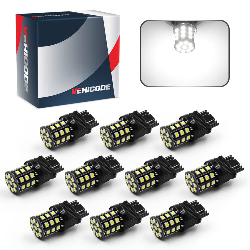 VEHICODE 3157 LED Bulb White 3047 3057 3156 3156K 3157A 3457 3457A 4057 4157 Reverse Tail Brake Turn Signal Light 4114 4114K Daytime Running DRL Super Bright Landscape Lamp (10 Pack)