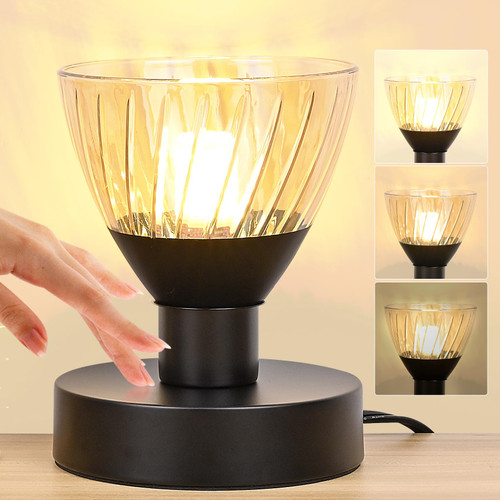 AdiyZ Touch Lamp for Bedroom Nightstand - Small Lamp for Nightstand Touch Control Table Lamp Modern Bedside Light Dimmable Desk Lamps for Living Room Mini Bed Side Warm Lights (LED Bulb Included)
