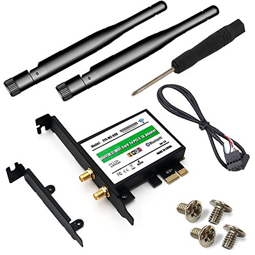 Desktop Wireless Network M.2 NGFF Wireless Card to PCI-e 1X Adapter (Suitable for Intel NGFF M.2 3160 7260 7265 8260 8265, Not Including WiFi Module)