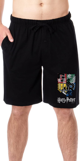 Harry Potter Mens' Wizarding World Hogwarts All Houses Crest Sleep Pajama Shorts (XXX-Large) Black Harry Potter Mens' Wizarding World Hogwarts All Houses Crest Sleep Pajama Shorts (XXX-Large) Black