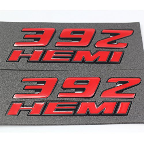 Btopars 2x Red 392 HEMI Emblem Fender Side Badge Sticker 6.4L Decal For Dodge Challenger SRT Chrysler 300c 3500 SRT8