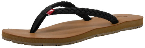 FLOJOS Women's Harper Flat Sandal, Black/TAN, 11