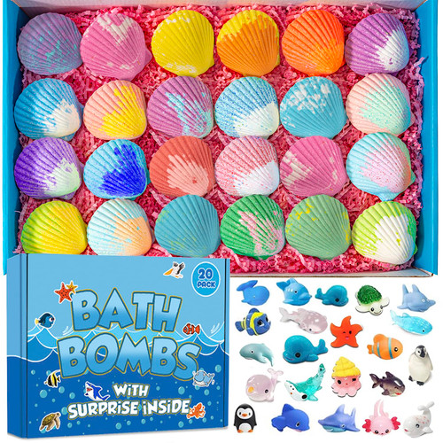 Bath Bombs for Kids with Surprise Marine Animals Inside, 20 Shell Kids Bath Bombs Gift Set, Handmade Bubble Bath Fizzes Bomb for Chrildren Birthday Christmas and Party Favor Bath Bombs for Kids with Surprise Marine Animals Inside, 20 Shell Kids Bath Bombs Gift Set, Handmade Bubble Bath Fizzes Bomb for Chrildren Birthday Christmas and Party Favor