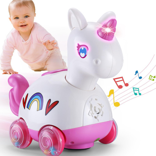 Musical Unicorn Baby Crawling Toys for 6-12 Months, Infant Light up Music Toy Tummy Time Development Learning Toys for 7 8 9 10 11 12-18 Month Toddle Birthday Gift for 1 2 Year Old Girls Boys