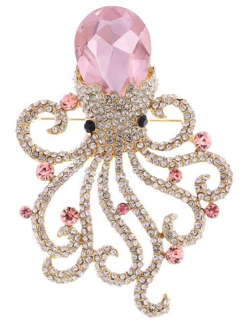 Alilang Silvery Tone Sparkly Pink Clear Crystal Rhinestones Octopus Brooch Pin Pendant for Halloween Costume Accessories Alilang Silvery Tone Sparkly Pink Clear Crystal Rhinestones Octopus Brooch Pin Pendant for Halloween Costume Accessories