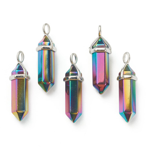Beadthoven 10pcs Bullet Shape Rainbow Plated Hematite Gemstone Charms Pendants Pointed Healing Chakra Reiki Stone Pendants for DIY Necklace Jewelry Making Accessories Beadthoven 10pcs Bullet Shape Rainbow Plated Hematite Gemstone Charms Pendants Pointed Healing Chakra Reiki Stone Pendants for DIY Necklace Jewelry Making Accessories