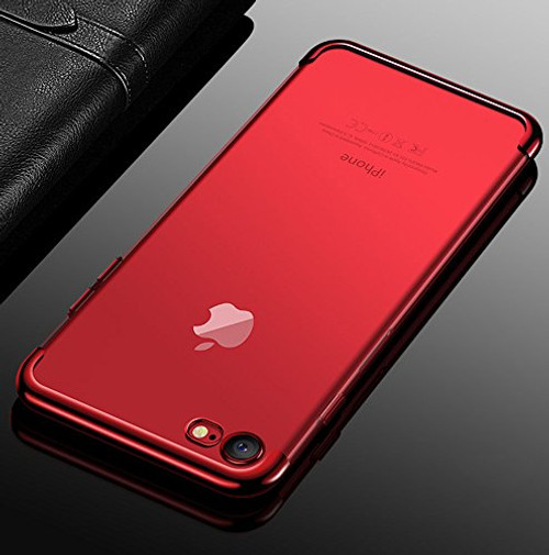 CAFELE Transparent Ultra Thin Soft TPU Case For iPhone 7 Plus/iPhone 8 Plus Luxury Plating Silicone Case For iPhone 7 Plus/iPhone 8 Plus Cases Cover (red, iphone 7 plus/iphone 8 plus)