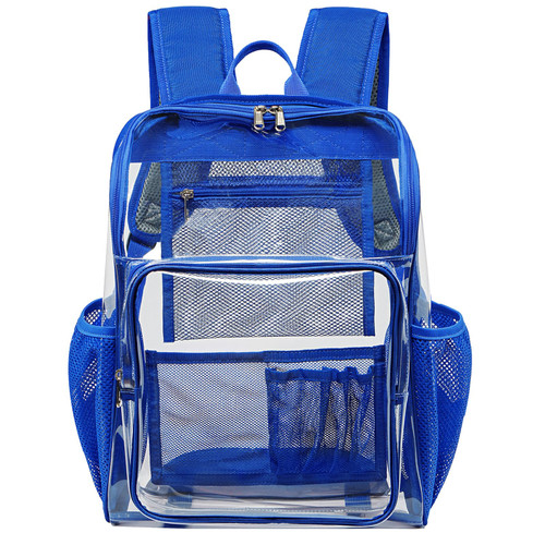 KUI WAN Clear Backpacks for School Large Clear Bookbag with Multi-Pockets PVC Transparent Backpack for College,Blue