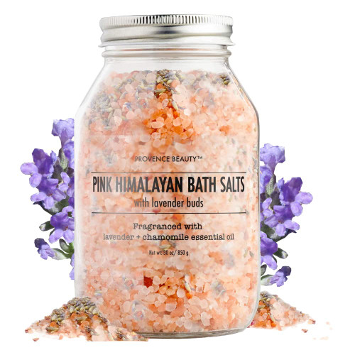 Pink Himalayan Bath Salt with Lavender - 100% Natural Aromatherapy and Relaxation - Lavender Grapefruit Essential Oil Bath Salts for Women Relaxing, Natural & Cleanse, Revitalize & Soothes Skin